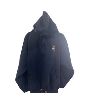 BAC Premier‎ Mens Navy Blue Police Badge Plaid Lined Hoodie Sweatshirt Large